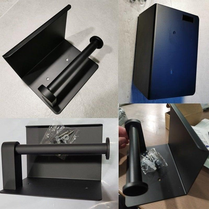 NEW Stainless Steel Toilet Paper Holder BathroomPaper Phone Holder Shelf Towel Roll shelf Accessories  Toilet Paper Holder with Phone Shelf Aluminum Bathroom Accessories Tissue Roll Dispenser Storage Rack Wall Mounted Modern Paper Towel Adapter