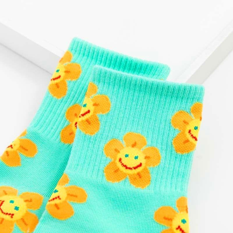 New Style Cartoon Flower Women Socks Kawaii Socks Breathable Spring Autumn Casual Socks Beautiful Girls Socks For Women