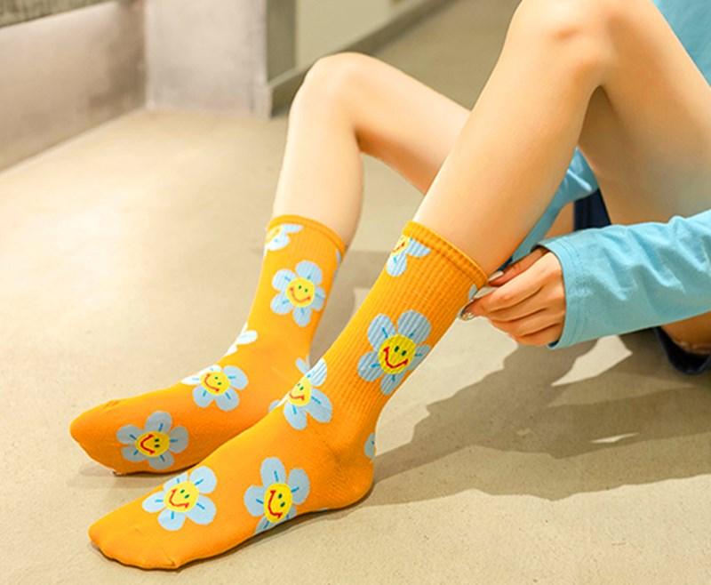 New Style Cartoon Flower Women Socks Kawaii Socks Breathable Spring Autumn Casual Socks Beautiful Girls Socks For Women