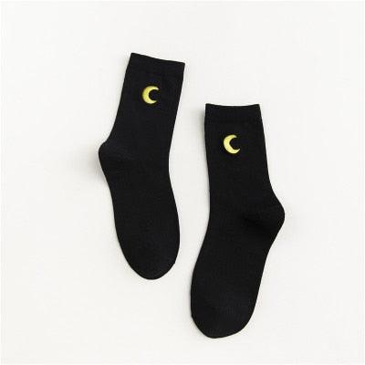 New Style Combed Out Of Pure Cotton Socks Autumn Cute Japanese Harajuku Planet Magic Array Embroidery Long Socks Korean Style Kawaii Girls Socks For Men And Women