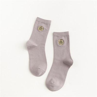 New Style Combed Out Of Pure Cotton Socks Autumn Cute Japanese Harajuku Planet Magic Array Embroidery Long Socks Korean Style Kawaii Girls Socks For Men And Women