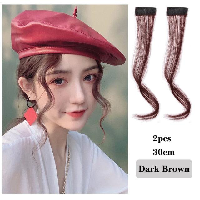 New Style Hair Bangs Clip In Front Side Bangs Synthetic Fake Fringe Hair Extensions For Women Natural Hairpiece Natural Flat Neat Bangs With Temples For Women One Piece Hairpiece