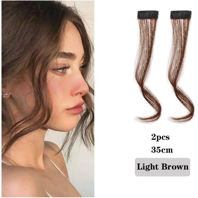 New Style Hair Bangs Clip In Front Side Bangs Synthetic Fake Fringe Hair Extensions For Women Natural Hairpiece Natural Flat Neat Bangs With Temples For Women One Piece Hairpiece