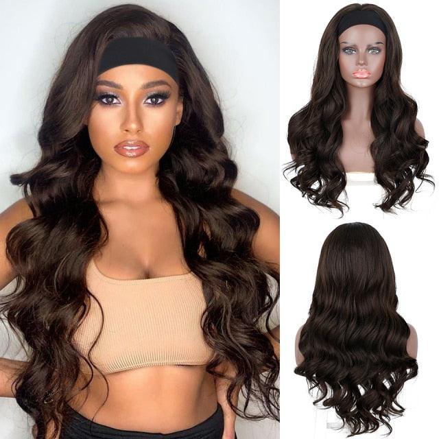 New Style Long Body Wave Black Wig Synthetic Wigs for Black Women Middle Part Brown Red Pink Purple Cosplay Hair Wigs For Black Women Cosplay Wigs For Women