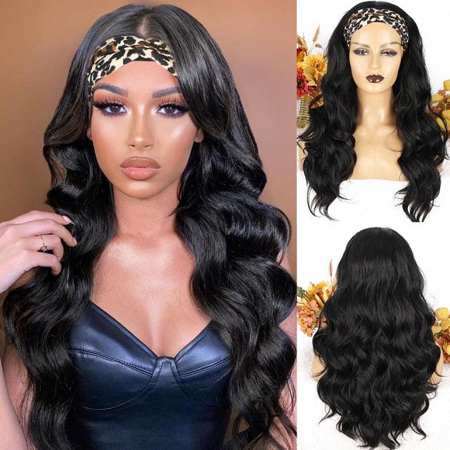 New Style Long Body Wave Black Wig Synthetic Wigs for Black Women Middle Part Brown Red Pink Purple Cosplay Hair Wigs For Black Women Cosplay Wigs For Women