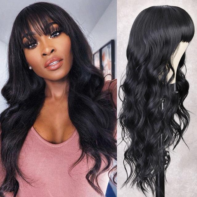 New Style Long Body Wave Black Wig Synthetic Wigs for Black Women Middle Part Brown Red Pink Purple Cosplay Hair Wigs For Black Women Cosplay Wigs For Women