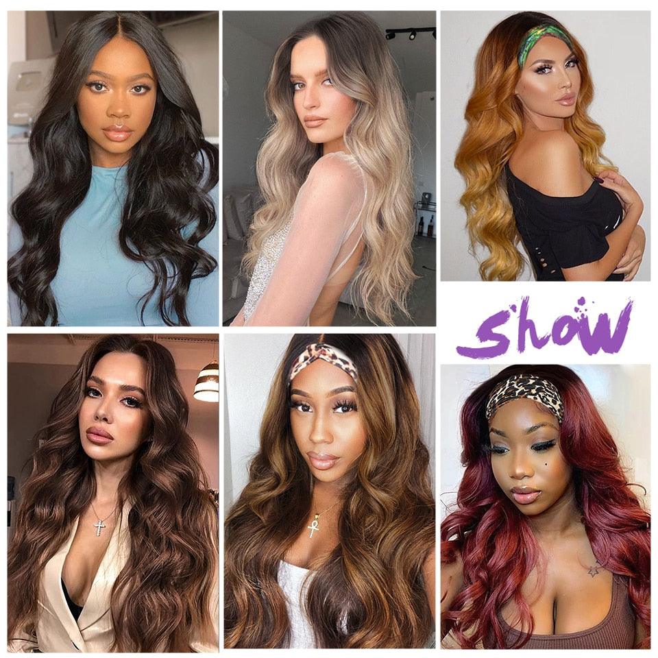 New Style Long Body Wave Black Wig Synthetic Wigs for Black Women Middle Part Brown Red Pink Purple Cosplay Hair Wigs For Black Women Cosplay Wigs For Women