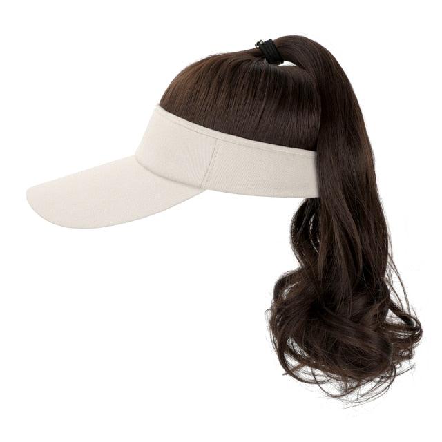 New style Ponytail Extension Cap hair Synthetic Wig Curly Wavy Wigs with Visor Hat hair Wigs for Women Hat Baseball Wigs For Black Women Cosplay Wigs For Women