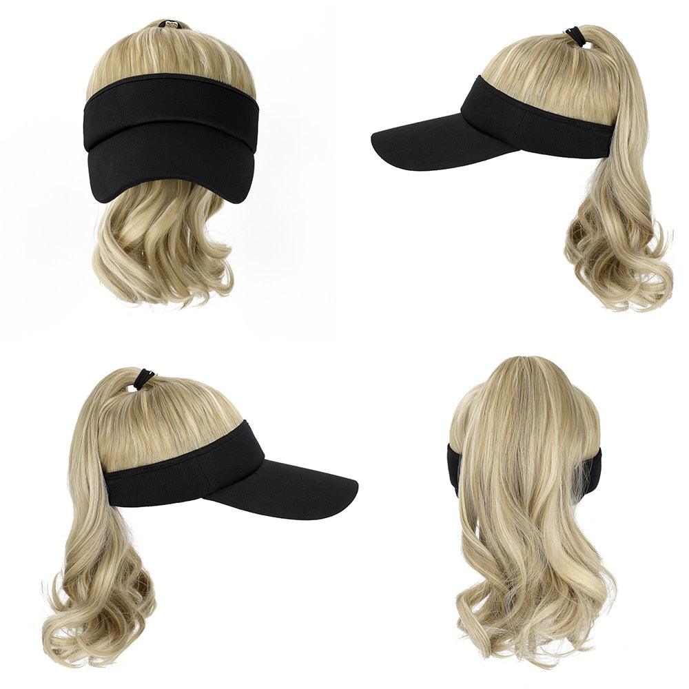 New style Ponytail Extension Cap hair Synthetic Wig Curly Wavy Wigs with Visor Hat hair Wigs for Women Hat Baseball Wigs For Black Women Cosplay Wigs For Women