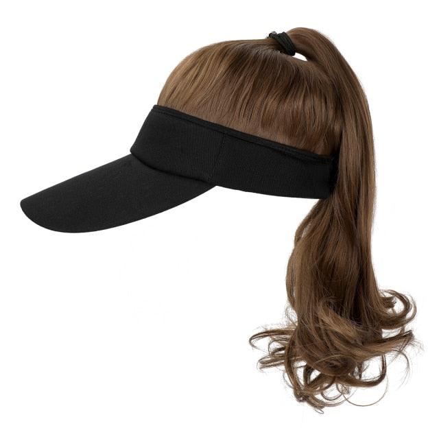 New style Ponytail Extension Cap hair Synthetic Wig Curly Wavy Wigs with Visor Hat hair Wigs for Women Hat Baseball Wigs For Black Women Cosplay Wigs For Women