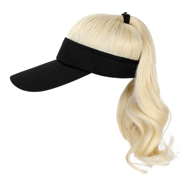 New style Ponytail Extension Cap hair Synthetic Wig Curly Wavy Wigs with Visor Hat hair Wigs for Women Hat Baseball Wigs For Black Women Cosplay Wigs For Women