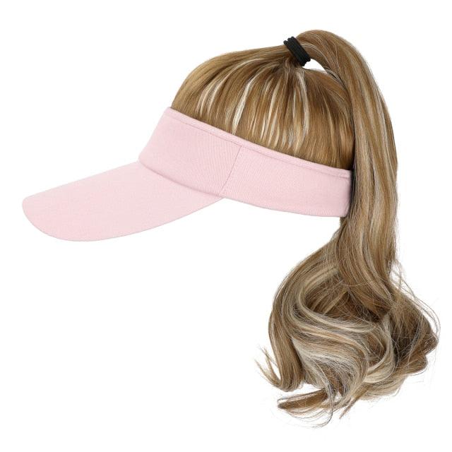 New style Ponytail Extension Cap hair Synthetic Wig Curly Wavy Wigs with Visor Hat hair Wigs for Women Hat Baseball Wigs For Black Women Cosplay Wigs For Women