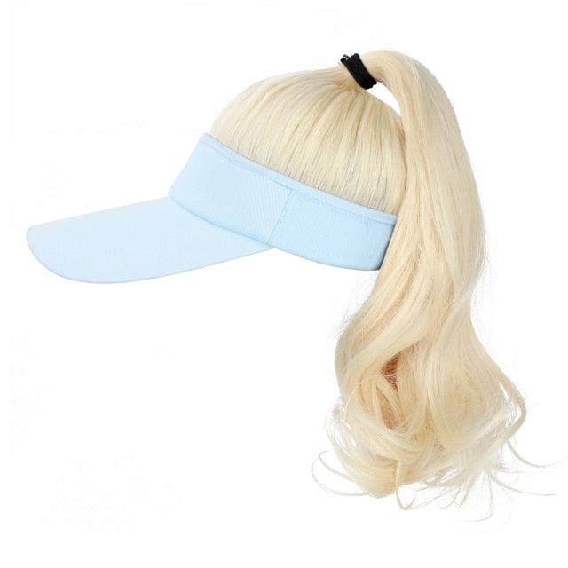 New style Ponytail Extension Cap hair Synthetic Wig Curly Wavy Wigs with Visor Hat hair Wigs for Women Hat Baseball Wigs For Black Women Cosplay Wigs For Women