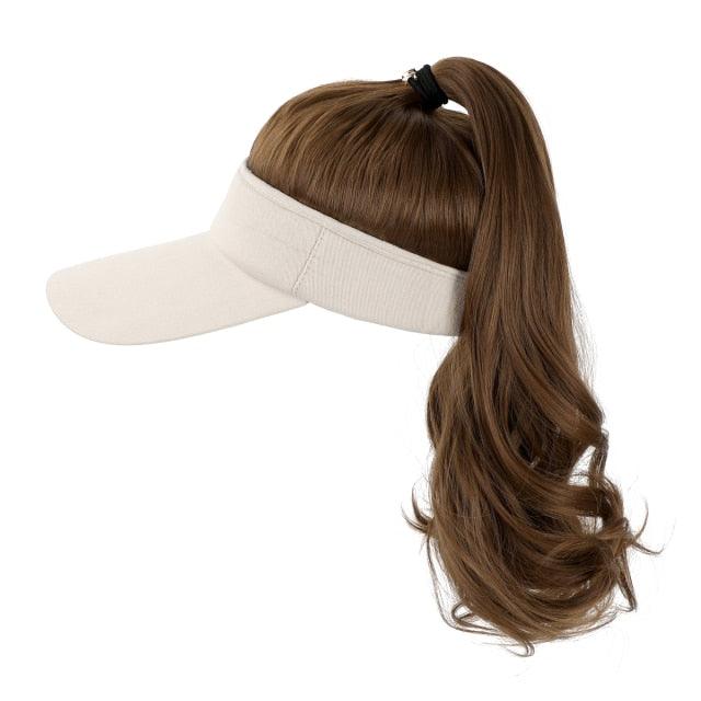 New style Ponytail Extension Cap hair Synthetic Wig Curly Wavy Wigs with Visor Hat hair Wigs for Women Hat Baseball Wigs For Black Women Cosplay Wigs For Women