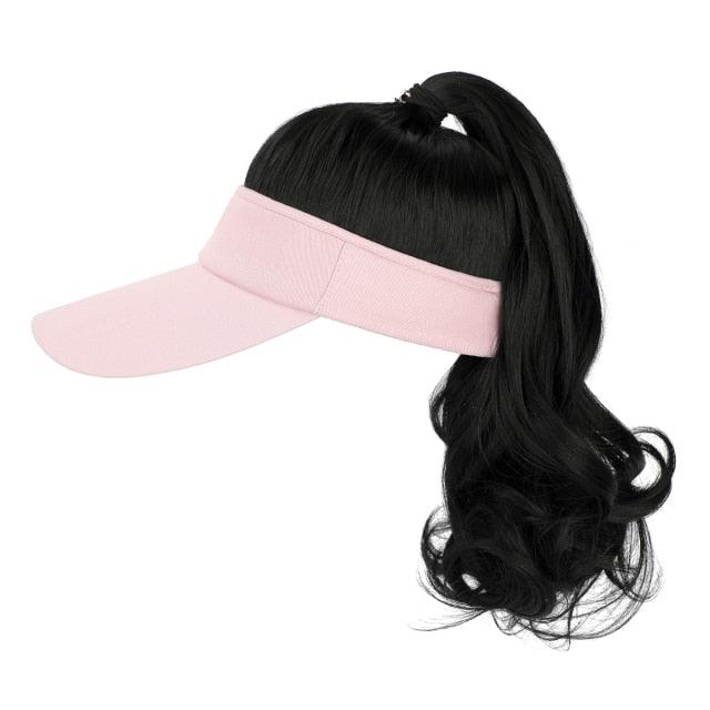 New style Ponytail Extension Cap hair Synthetic Wig Curly Wavy Wigs with Visor Hat hair Wigs for Women Hat Baseball Wigs For Black Women Cosplay Wigs For Women