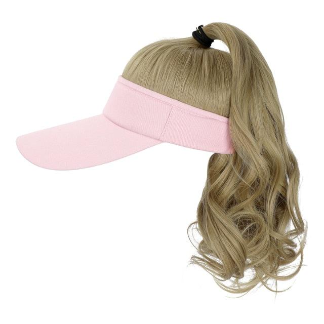 New style Ponytail Extension Cap hair Synthetic Wig Curly Wavy Wigs with Visor Hat hair Wigs for Women Hat Baseball Wigs For Black Women Cosplay Wigs For Women