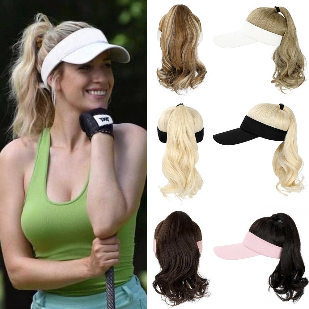 New style Ponytail Extension Cap hair Synthetic Wig Curly Wavy Wigs with Visor Hat hair Wigs for Women Hat Baseball Wigs For Black Women Cosplay Wigs For Women