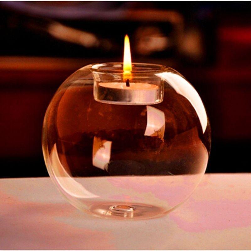 New Style Round Hollow Glass Candle  Tea light Holder Candlestick Home Decorations for Dinner Table Wedding Candle Holder Wedding Candlestick Fine Transparent Crystal Glass Candlestick Dining Home Decor