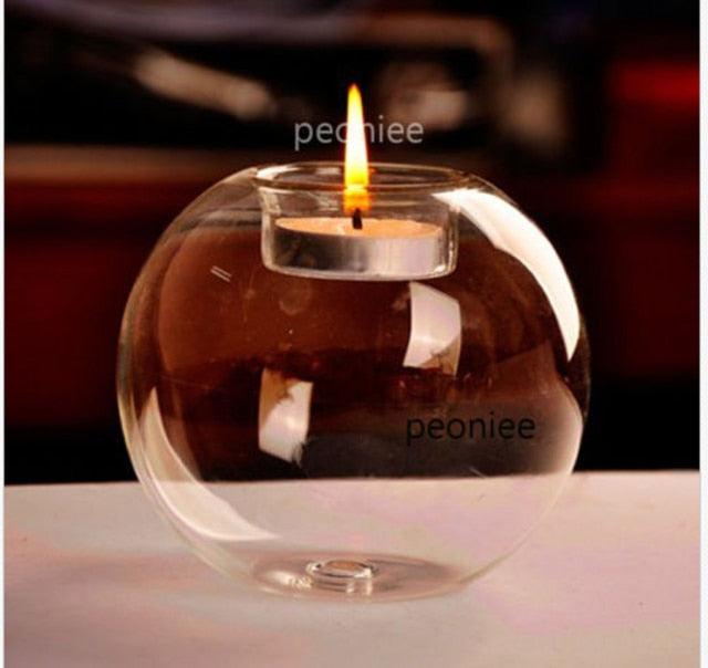 New Style Round Hollow Glass Candle  Tea light Holder Candlestick Home Decorations for Dinner Table Wedding Candle Holder Wedding Candlestick Fine Transparent Crystal Glass Candlestick Dining Home Decor