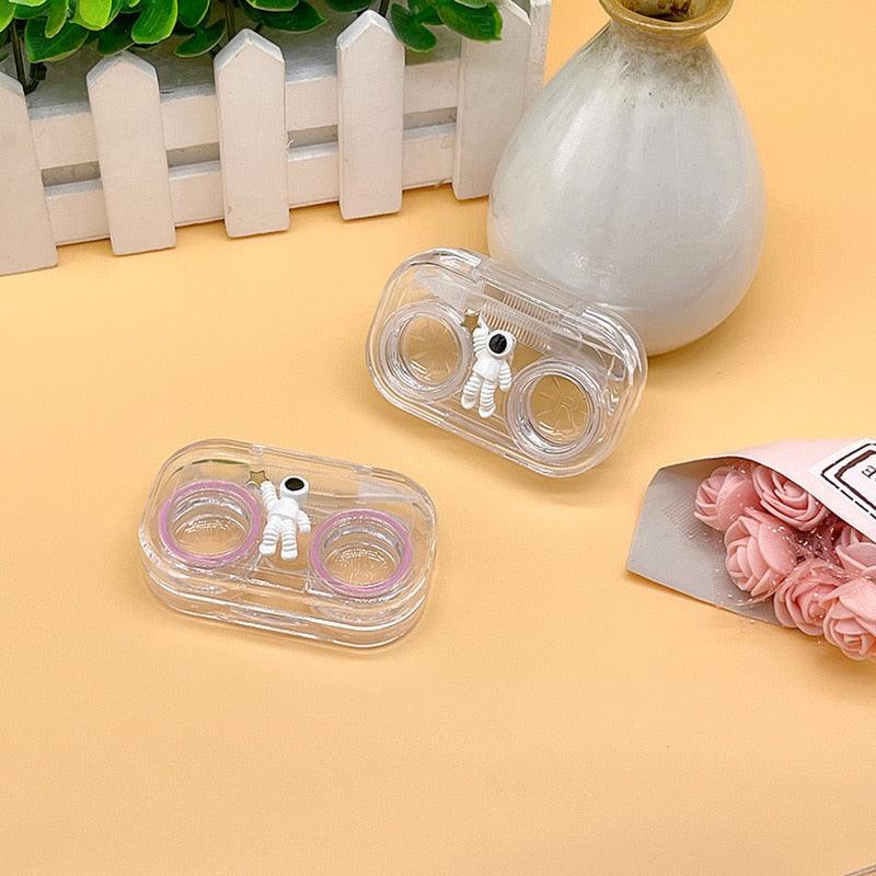 New Style Transparent Suction Stick Container Set Portable Contact Lens Box For Women Travel Contact Lenses Case Contact Box Holder Container Outdoor Mini Contact Lens Storage