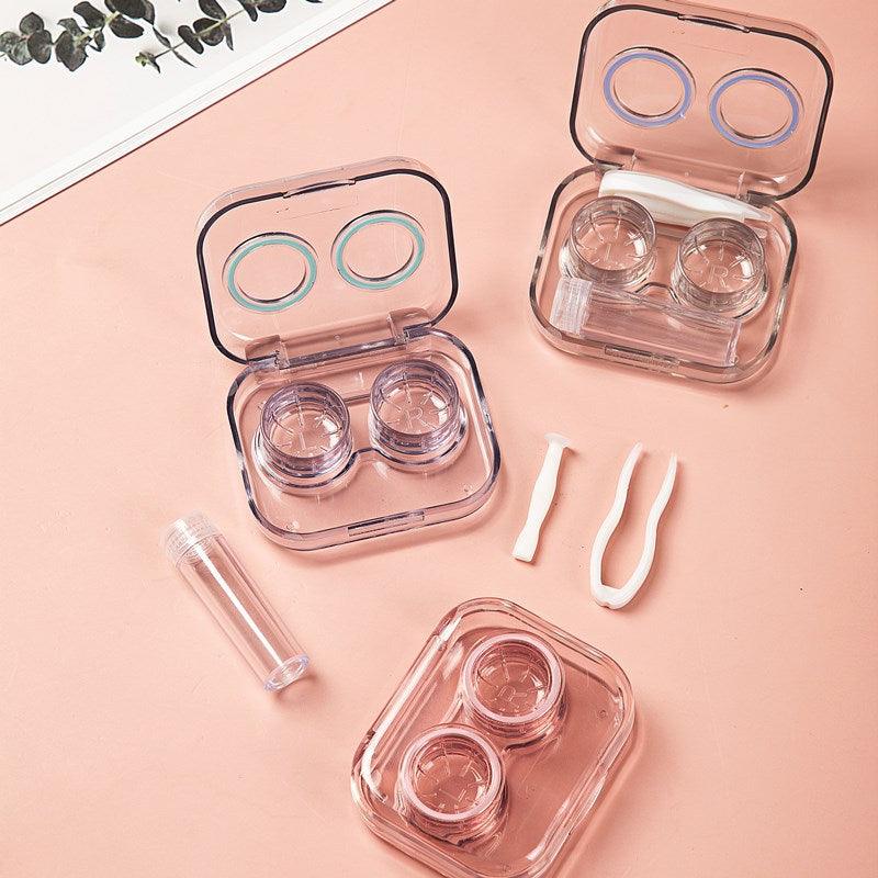 New Style Transparent Tweezers Suction Stick Container Set Portable Contact Lens Box For Women Travel Contact Lenses Case Portable Contact Lens Holder Flip Top Contacts Container Soak Storage Kit With Tweezers And Applicator Set