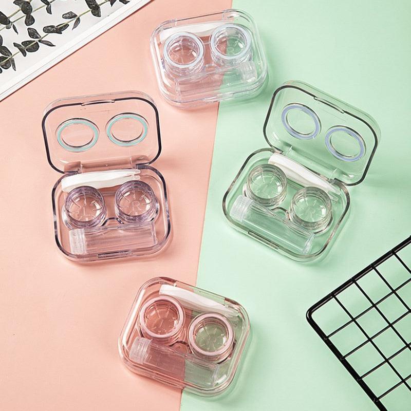 New Style Transparent Tweezers Suction Stick Container Set Portable Contact Lens Box For Women Travel Contact Lenses Case Portable Contact Lens Holder Flip Top Contacts Container Soak Storage Kit With Tweezers And Applicator Set