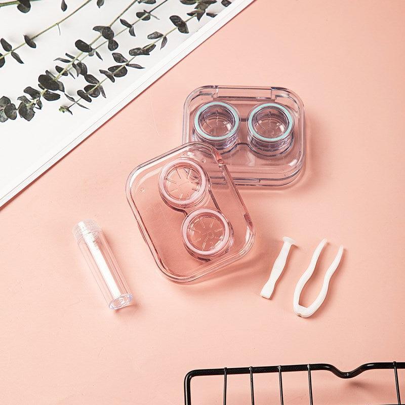 New Style Transparent Tweezers Suction Stick Container Set Portable Contact Lens Box For Women Travel Contact Lenses Case Portable Contact Lens Holder Flip Top Contacts Container Soak Storage Kit With Tweezers And Applicator Set