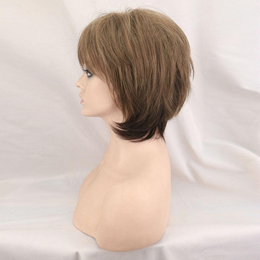 New Style Women Synthetic Mixed Blonde Brown Short Wigs Natural Hair Wigs Heat Resistant Hair Wig for Women Bob Wigs For Black Women Gifts For Black Women