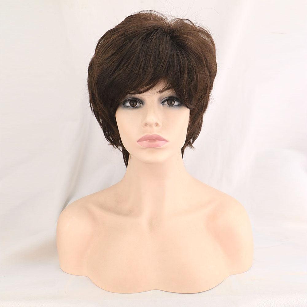 New Style Women Synthetic Mixed Blonde Brown Short Wigs Natural Hair Wigs Heat Resistant Hair Wig for Women Bob Wigs For Black Women Gifts For Black Women