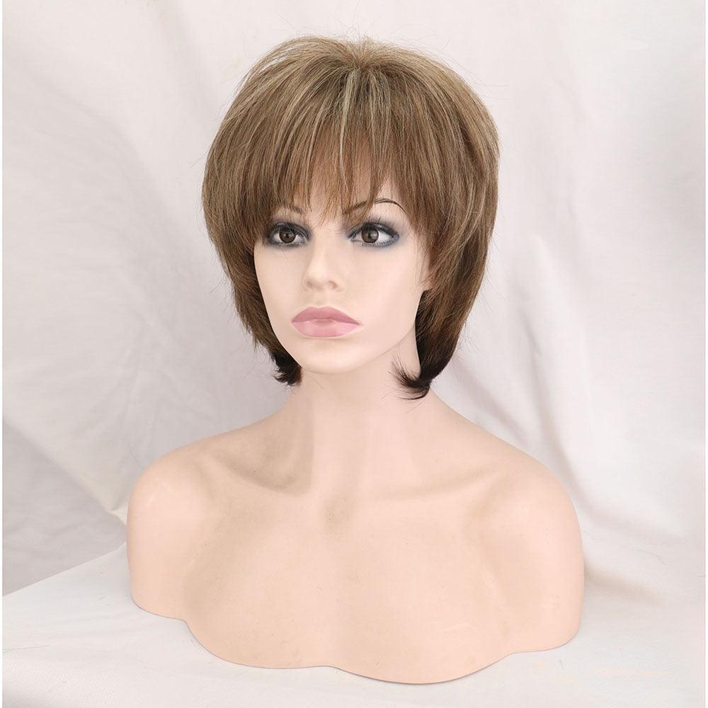 New Style Women Synthetic Mixed Blonde Brown Short Wigs Natural Hair Wigs Heat Resistant Hair Wig for Women Bob Wigs For Black Women Gifts For Black Women