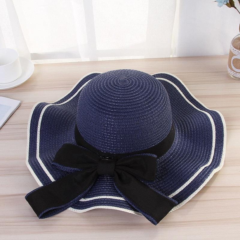 New Summer Women's Beach Hat Wide Side Female  Summer Women's Beach Hat Female Unique Luxury Bowknot Design Sun Hat Casual Hat Lady Classic Flat Straw Hat Women Fedora Hat Ideal Gift 54-58cm