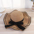 New Summer Women's Beach Hat Wide Side Female  Summer Women's Beach Hat Female Unique Luxury Bowknot Design Sun Hat Casual Hat Lady Classic Flat Straw Hat Women Fedora Hat Ideal Gift 54-58cm