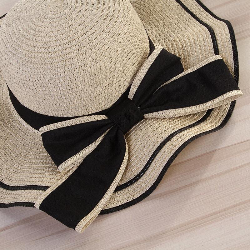 New Summer Women's Beach Hat Wide Side Female  Summer Women's Beach Hat Female Unique Luxury Bowknot Design Sun Hat Casual Hat Lady Classic Flat Straw Hat Women Fedora Hat Ideal Gift 54-58cm