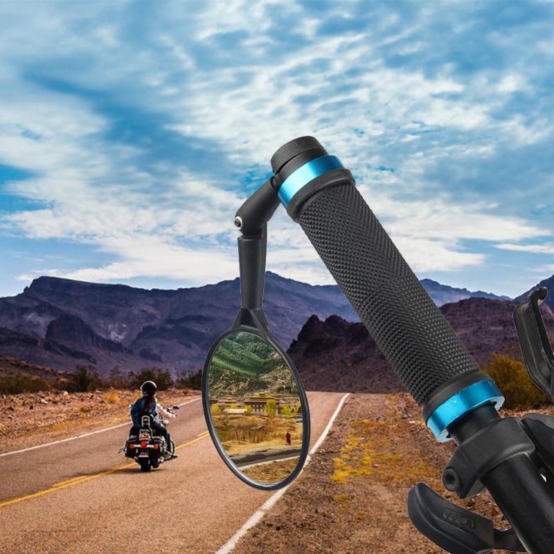 New Universal Rotate Bike Rearview Mirror Unique Bicycle Handlebar Mounted Convex Rear View Mirror Adjustable Full Rotatable Rearview Bicycle Mirrors Wide Angle Acrylic Convex Cycling Safety Mirror For Road Bike