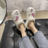 New Winter Crystal Shallow Home Cotton Shoes Flats Flip Flops Women Casual Warm Hollow Short Plush Slippers Unisex Garden Clogs Shoes Classic Lined Clog Warm And Fuzzy Slippers Indoor Soft Comfortable Clogs