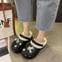 New Winter Crystal Shallow Home Cotton Shoes Flats Flip Flops Women Casual Warm Hollow Short Plush Slippers Unisex Garden Clogs Shoes Classic Lined Clog Warm And Fuzzy Slippers Indoor Soft Comfortable Clogs