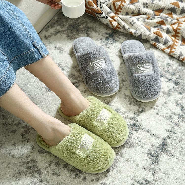 New Winter Men And Women Slippers Indoor Home Warm Plush Non-Slip Wear-Resistant Soft-Soled Couple Cotton House Slippers Memory Foam Slippers Scuff Outdoor Indoor Warm Plush Bedroom Shoes