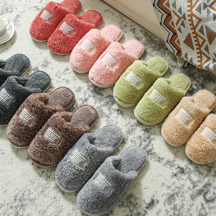 New Winter Men And Women Slippers Indoor Home Warm Plush Non-Slip Wear-Resistant Soft-Soled Couple Cotton House Slippers Memory Foam Slippers Scuff Outdoor Indoor Warm Plush Bedroom Shoes