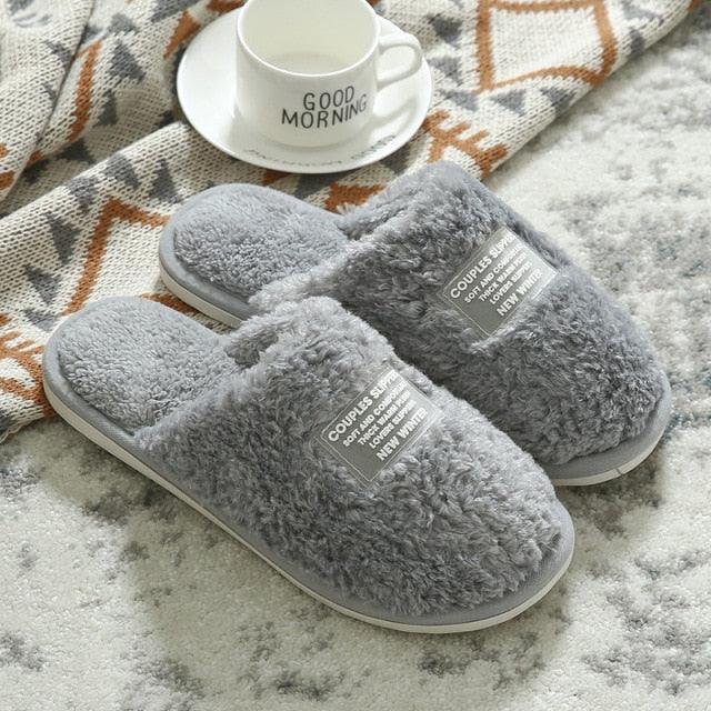 New Winter Men And Women Slippers Indoor Home Warm Plush Non-Slip Wear-Resistant Soft-Soled Couple Cotton House Slippers Memory Foam Slippers Scuff Outdoor Indoor Warm Plush Bedroom Shoes