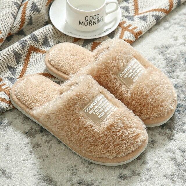 New Winter Men And Women Slippers Indoor Home Warm Plush Non-Slip Wear-Resistant Soft-Soled Couple Cotton House Slippers Memory Foam Slippers Scuff Outdoor Indoor Warm Plush Bedroom Shoes