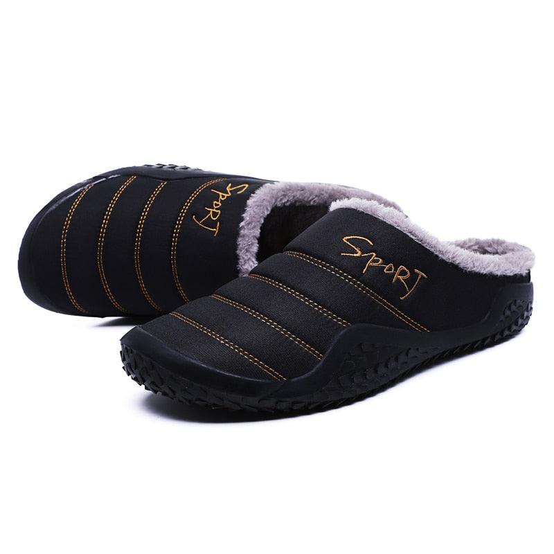 New Winter Slippers For Men Warm Indoor Shoes Short Plush Flat Heel Slipper Waterproof Nonslip Home Slippers Slip-on House Shoes With Arch Support Warm Faux Fur Lined Rubber Sole