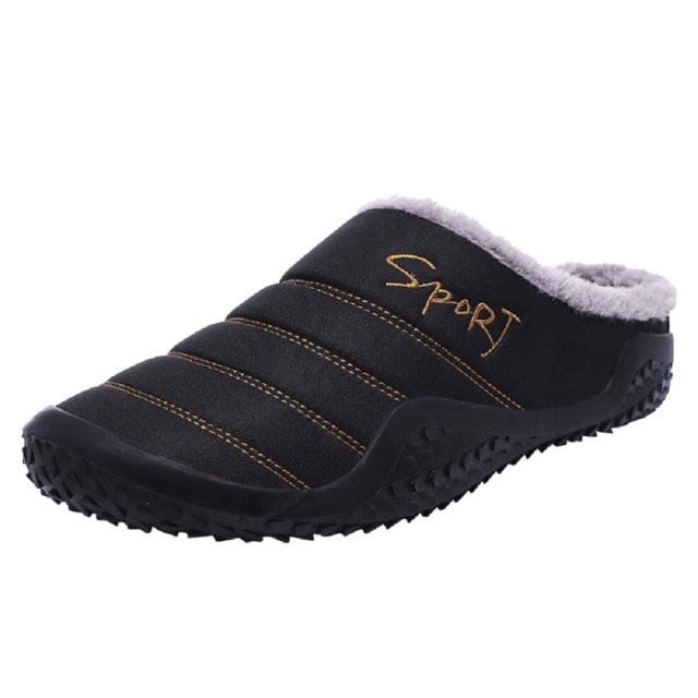 New Winter Slippers For Men Warm Indoor Shoes Short Plush Flat Heel Slipper Waterproof Nonslip Home Slippers Slip-on House Shoes With Arch Support Warm Faux Fur Lined Rubber Sole