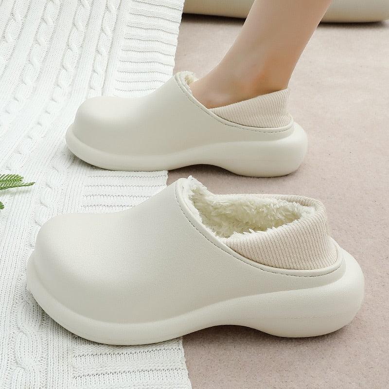 New Winter Women Slipper Soft Bottom Plush Home Shoes  Slippers Indoor Waterproof Non-Slip Memory Foam Comfy Fluffy Fur Memory Foam Boots House Shoes Thick Sole 6cm