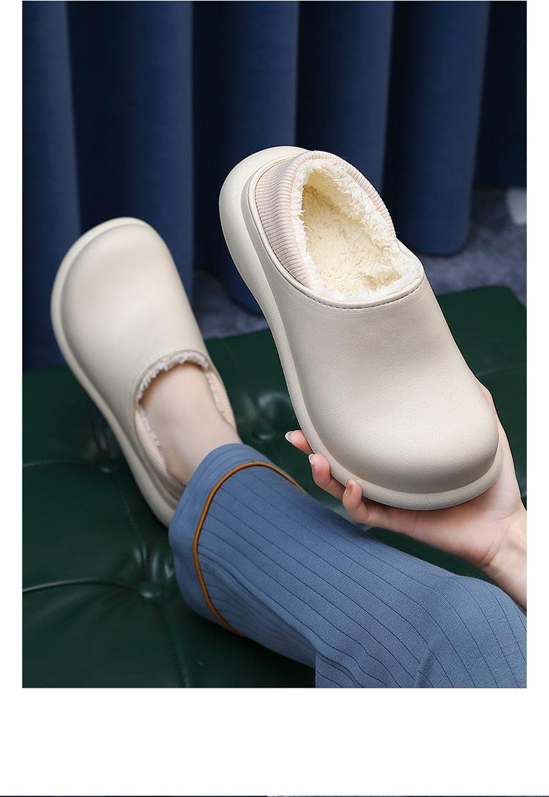 New Winter Women Slipper Soft Bottom Plush Home Shoes  Slippers Indoor Waterproof Non-Slip Memory Foam Comfy Fluffy Fur Memory Foam Boots House Shoes Thick Sole 6cm