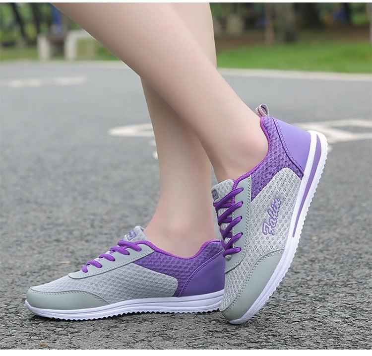 New Womans Purple Casual Sneakers Breathable Women Shoes Mesh Women Chunky Sneakers Walking Running Tennis Gym Shoes For Women Non Slip Sneakers