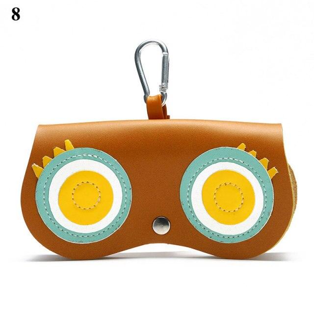 New Women Leather Cute Eye Glasses Case Storage Protection Sunglass Box Portable Eyewear Pouch Sunglasses Case Holder Eyeglasses Portable Glasses Pouch With Hook Strap For Handbag Purse Women Girls