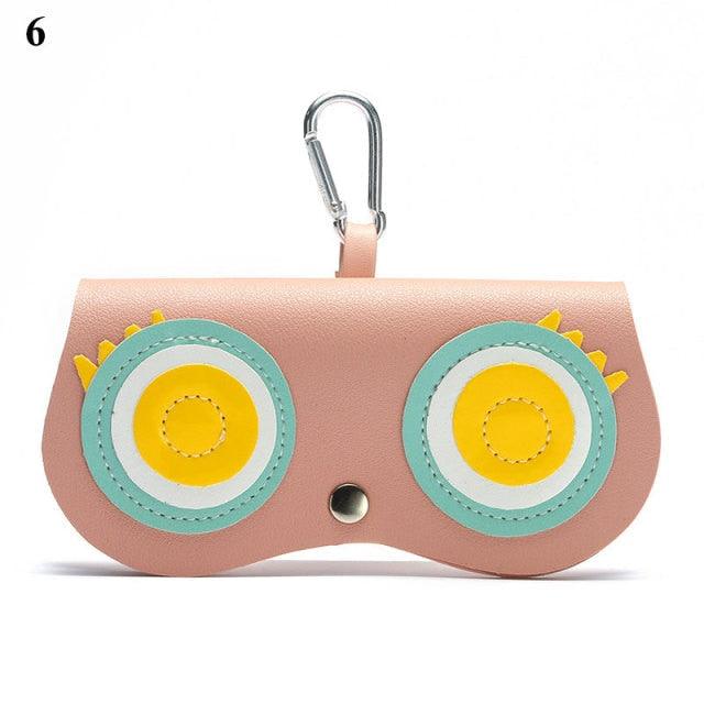 New Women Leather Cute Eye Glasses Case Storage Protection Sunglass Box Portable Eyewear Pouch Sunglasses Case Holder Eyeglasses Portable Glasses Pouch With Hook Strap For Handbag Purse Women Girls