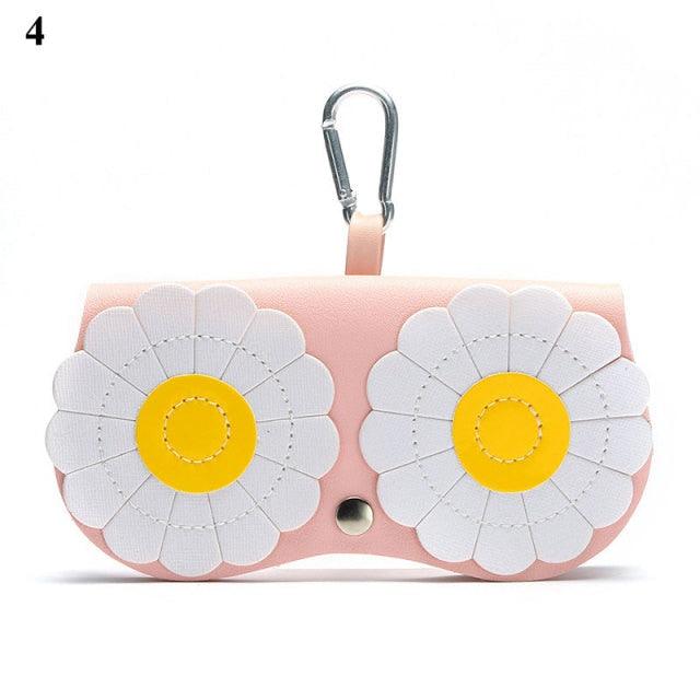 New Women Leather Cute Eye Glasses Case Storage Protection Sunglass Box Portable Eyewear Pouch Sunglasses Case Holder Eyeglasses Portable Glasses Pouch With Hook Strap For Handbag Purse Women Girls