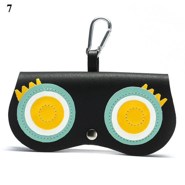 New Women Leather Cute Eye Glasses Case Storage Protection Sunglass Box Portable Eyewear Pouch Sunglasses Case Holder Eyeglasses Portable Glasses Pouch With Hook Strap For Handbag Purse Women Girls