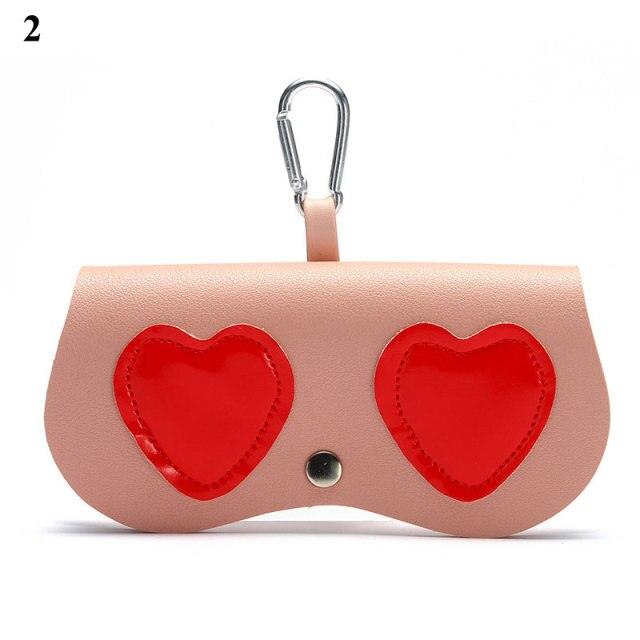 New Women Leather Cute Eye Glasses Case Storage Protection Sunglass Box Portable Eyewear Pouch Sunglasses Case Holder Eyeglasses Portable Glasses Pouch With Hook Strap For Handbag Purse Women Girls